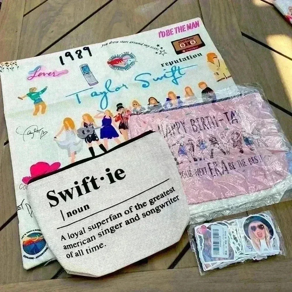 Taylor Swift stickers, make-up/pencil bag, pillow case bundle from Amazon. New - Picture 1 of 12